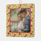Eerste Kerstmis Getrouwd Roze Rood Leuke Paren Fot Keramisch Ornament (Links)