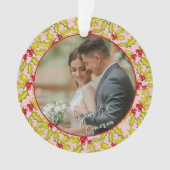 Eerste Kerstmis Getrouwd Roze Rood Leuke Paren Fot Ornament (voorkant)