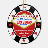 Eerste Kerstmis Getrouwd Vegas Ornament 2023 (Links)