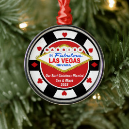 Eerste Kerstmis Getrouwd Vegas Ornament 2023