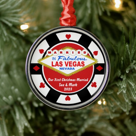 Eerste Kerstmis Getrouwd Vegas Ornament 2023 (Boom)