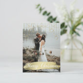 Eerste Kerstmis getrouwd verloofd goud | FOTO Feestdagenkaart (Staand voorkant)