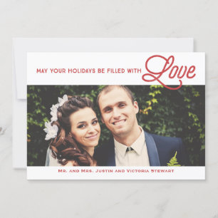 Eerste Kerstmis gevuld met Love Holiday Foto Feestdagenkaart