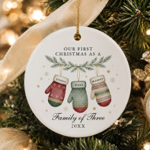 Eerste kerstmis gezin van drie gepersonaliseerd