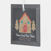 Eerste Kerstmis Gingerbread Nieuw Home Chalkboard Glas Ornament (Voorkant links)