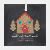 Eerste Kerstmis Gingerbread Nieuw Home Chalkboard Glas Ornament (Achterkant)