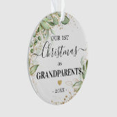 Eerste Kerstmis: Groene goudfoto van grootouders Ornament (voorkant)