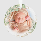 Eerste Kerstmis: Groene goudfoto van grootouders Ornament (achterkant)