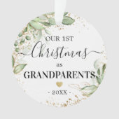 Eerste Kerstmis: Groene goudfoto van grootouders Ornament (voorkant)