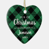 Eerste Kerstmis: Groene hartfoto grootouders Keramisch Ornament (Rechts)