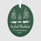 Eerste Kerstmis Groene Pine PHOTO terug Ornament (voorkant)