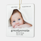 Eerste Kerstmis Grootouder Foto Modern Minimaal Keramisch Ornament (Links)