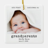 Eerste Kerstmis Grootouder Foto Modern Minimaal Keramisch Ornament (Voorkant)