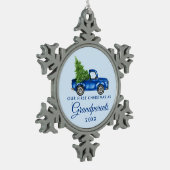 Eerste Kerstmis Grootouders  Blue Truck Tin Sneeuwvlok Ornament (Links)