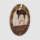 Eerste Kerstmis Grootouders Bruin Gold Snowflakes Ornament (voorkant)