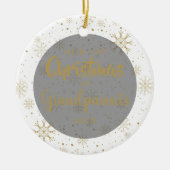 Eerste Kerstmis Grootouders Foto Gold Snowflakes Keramisch Ornament (Voorkant)