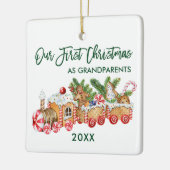 Eerste Kerstmis Grootouders Gingerbrood Train Grn Keramisch Ornament (Links)