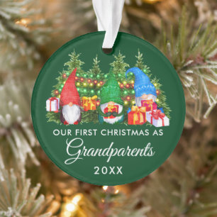 Eerste Kerstmis Grootouders Gnomes Lights Green Ornament