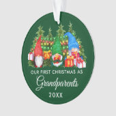 Eerste Kerstmis Grootouders Gnomes Lights Green Ornament (voorkant)