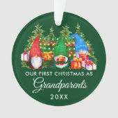 Eerste Kerstmis Grootouders Gnomes Lights Green Ornament (voorkant)