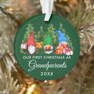 Eerste Kerstmis Grootouders Gnomes Trees Green Ornament