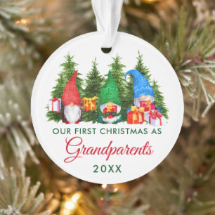 Eerste Kerstmis Grootouders Gnomes Trees Ornament