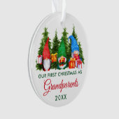 Eerste Kerstmis Grootouders Gnomes Trees Ornament (voorkant)