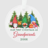 Eerste Kerstmis Grootouders Gnomes Trees Ornament (voorkant)
