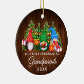 Eerste Kerstmis Grootouders Gnomes Wood Lights Keramisch Ornament (Rechts)