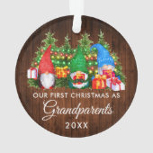 Eerste Kerstmis Grootouders Gnomes Wood Lights Ornament (achterkant)