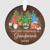 Eerste Kerstmis Grootouders Gnomes Wood Lights Ornament (voorkant)