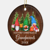 Eerste Kerstmis Grootouders Gnomes Wood Trees Keramisch Ornament (Links)