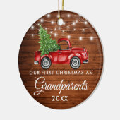 Eerste Kerstmis Grootouders Hood Truck Lights Keramisch Ornament (Links)