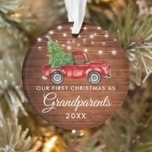 Eerste Kerstmis Grootouders Hood Truck Lights Ornament