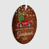 Eerste Kerstmis Grootouders Hood Truck Lights Ornament (voorkant)