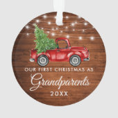 Eerste Kerstmis Grootouders Hood Truck Lights Ornament (achterkant)