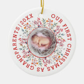 Eerste Kerstmis grootouders lijst foto Keramisch Ornament (Voorkant)