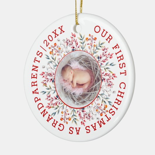 Eerste Kerstmis grootouders lijst foto Keramisch Ornament (Links)