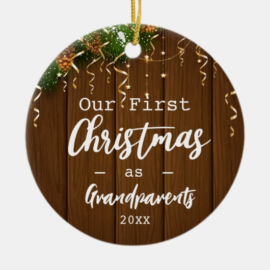 Eerste Kerstmis Grootouders Merry Christmas Lichtj Keramisch Ornament (Voorkant)