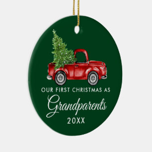 Eerste Kerstmis Grootouders PHOTO BACK Truck Keramisch Ornament