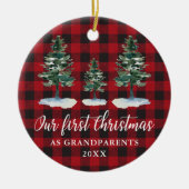 Eerste Kerstmis Grootouders Pset PHOTO BACK Keramisch Ornament (Voorkant)