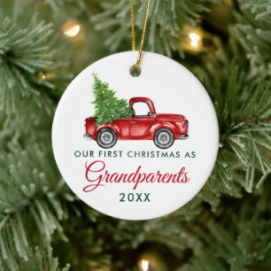 Eerste Kerstmis Grootouders Red Truck Keramisch Ornament