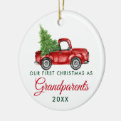 Eerste Kerstmis Grootouders  Red Truck Keramisch Ornament (Links)