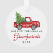 Eerste Kerstmis Grootouders Red Truck Ornament (achterkant)