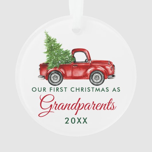 Eerste Kerstmis Grootouders  Red Truck Ornament (achterkant)