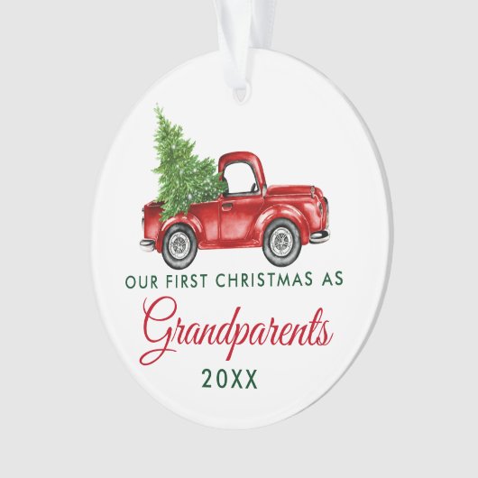 Eerste Kerstmis Grootouders  Red Truck Ornament (voorkant)