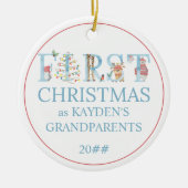 Eerste Kerstmis: Grootouders schilderen Foto Keramisch Ornament (Voorkant)