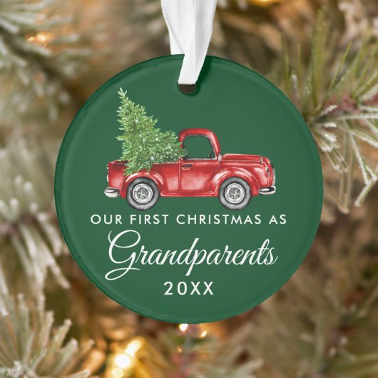Eerste Kerstmis Grootouders Truck Green Ornament (Boom)