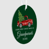 Eerste Kerstmis Grootouders Truck Green Ornament (voorkant)