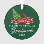 Eerste Kerstmis Grootouders Truck Green Ornament (achterkant)